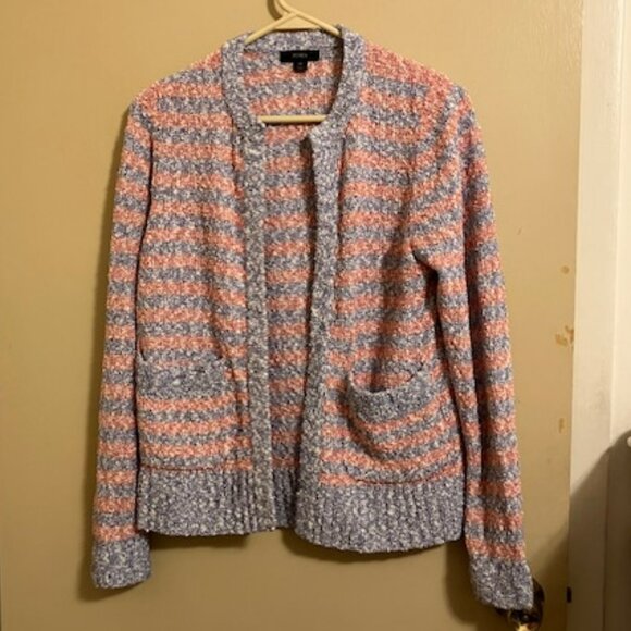 J. Crew Pink and Blue Open Cardigan Sweater - Picture 2 of 6